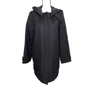 Lacoste Women's Devanlay Hooded Black Wool Blend Coat